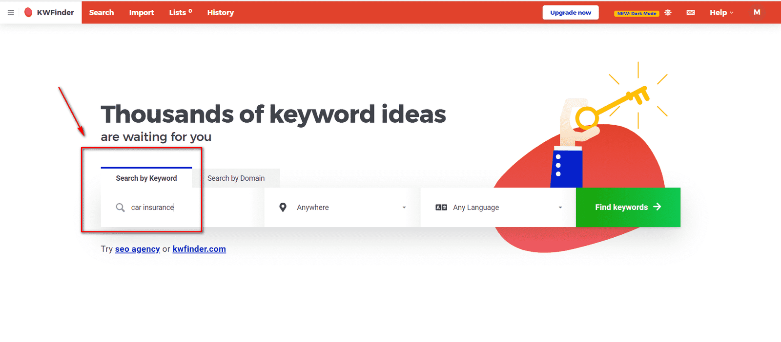 Search By Keyword Kwfinder