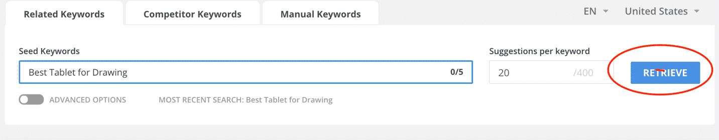 Keyword Search bar