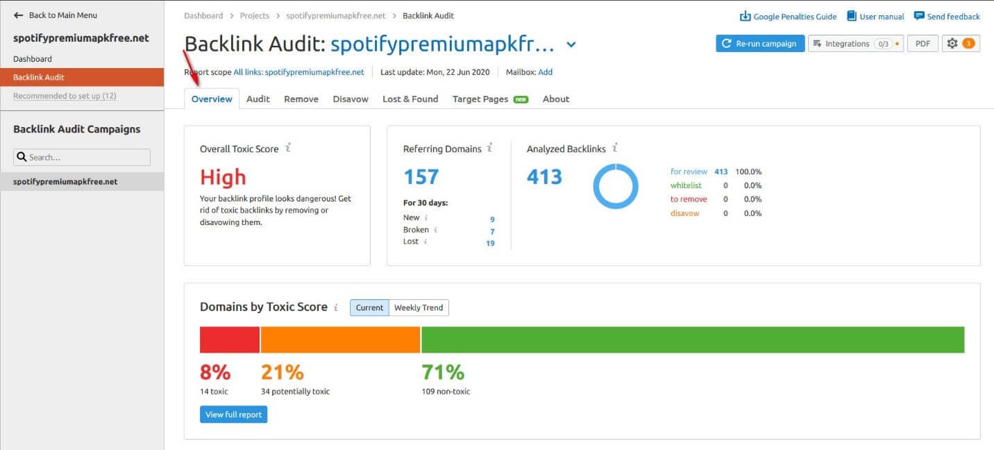 Backlink Audit Semrush 