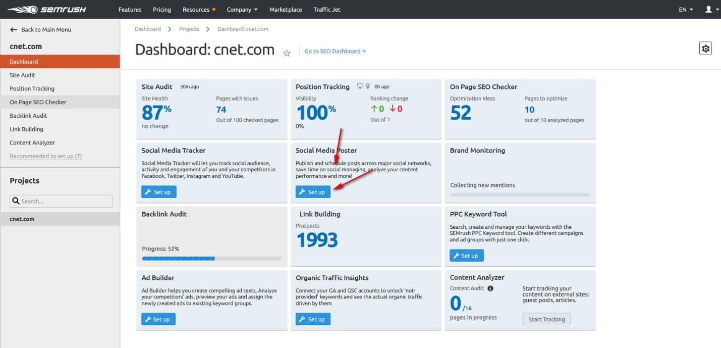 Social Media Tracker: Semrush 