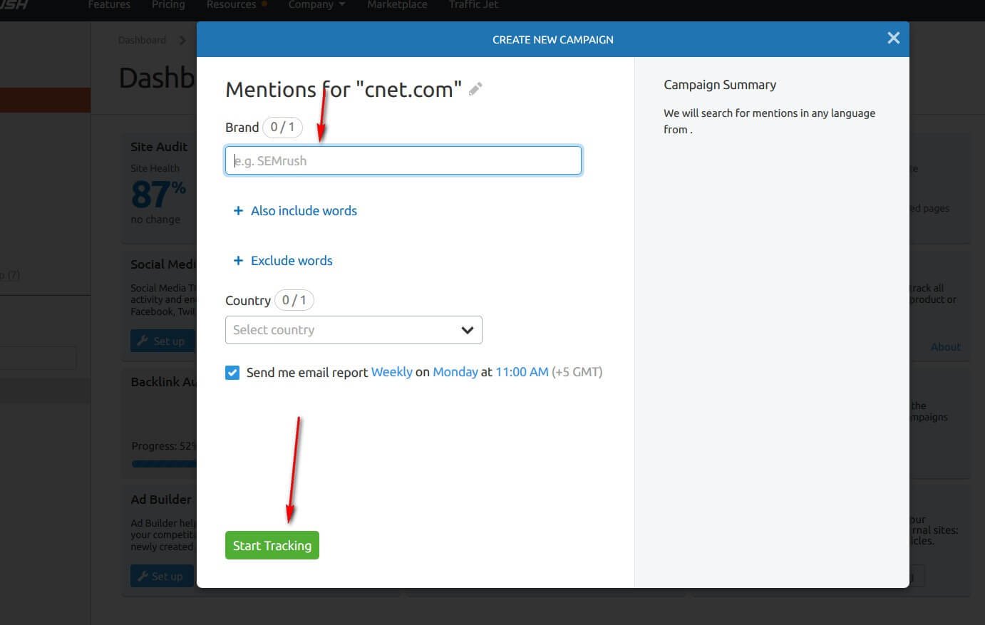 Brand Monitoring Setting