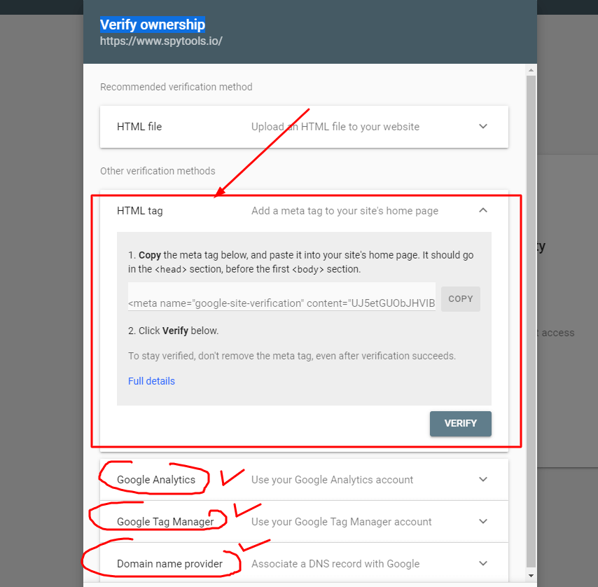 Verify ownership of your blog in google console (1)