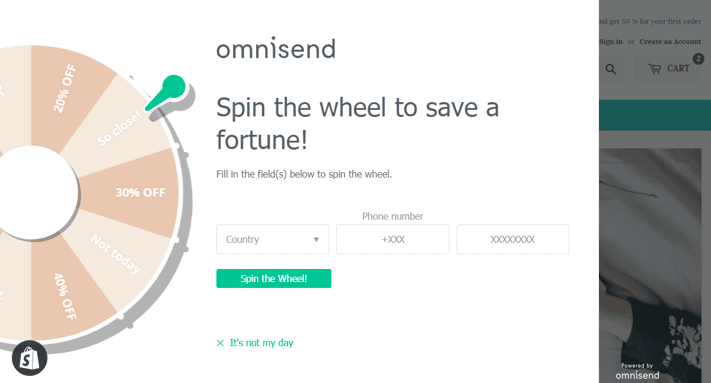 Wheel popup omnisend