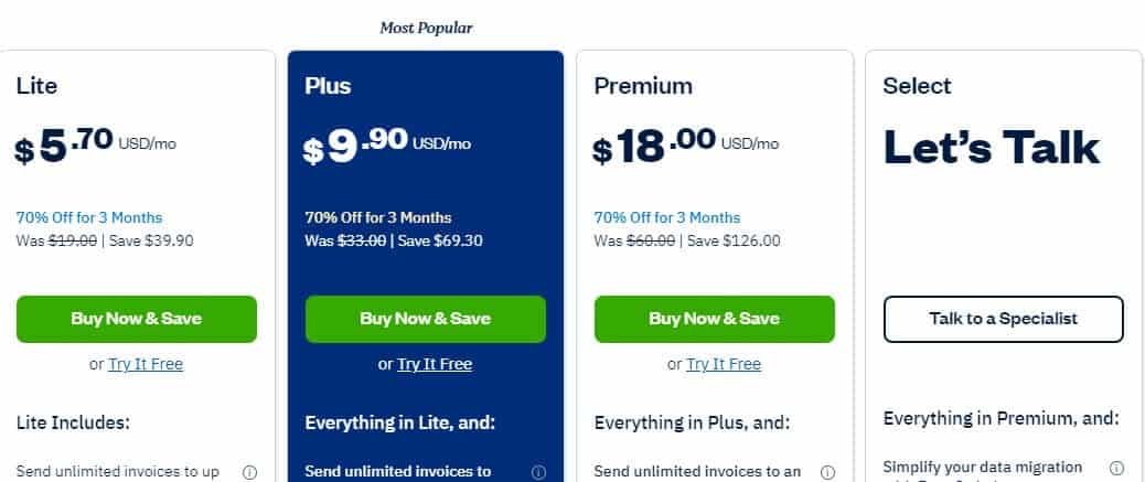 FreshBooks Pricing