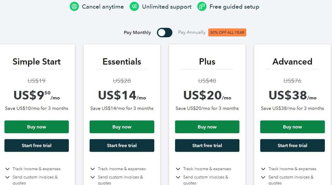 QuickBooks Pricing Structure