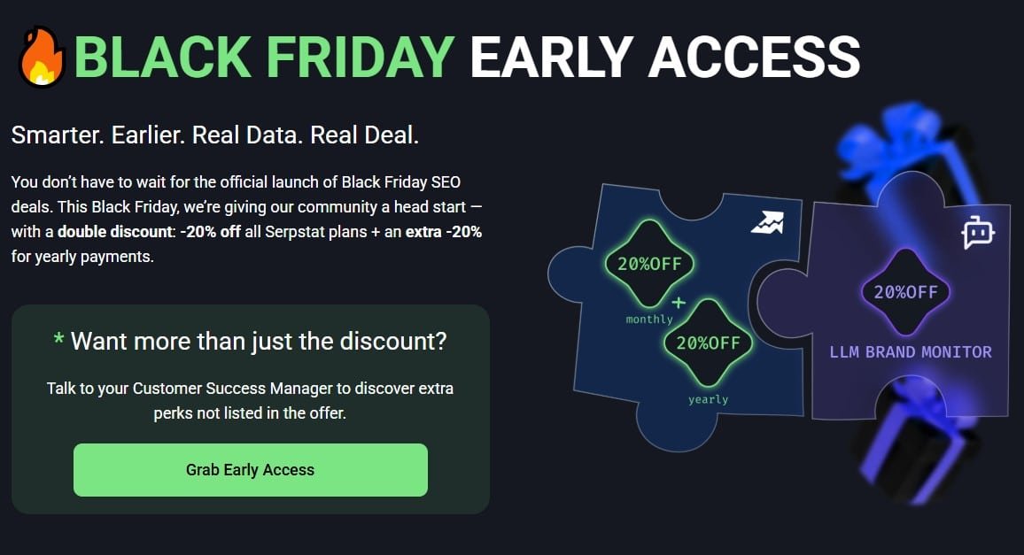 4. Serpstat Black Friday Up to 50% Discount